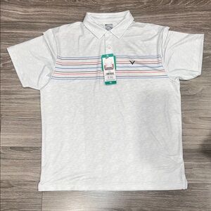 Callaway White Polo with Multicolor Stripes